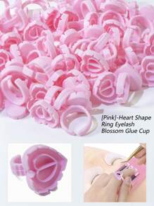 50 pièces/100 pièces Coupe de colle pour extension de cils violette en forme de cœur et de triangle. Outil goutte-à-goutte pour fournitures d'extension de cils ou de tatouage, ou support adhésif pour salon de beauté. Anneau de colle rose.