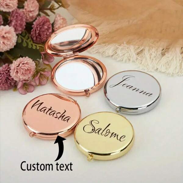 Customized Engraved Compact Mirror, Personalized Women Pocket Mirror With Name, Wedding/Bridesmaid Gift,Multi-Functional,Ornamental,Letter,Solid Color,Exquisite,Stylish,Vintage,Modern,Colorful,Leisure,Basics,Casual,Soft,Unique,Customized,Personalized,Custom,Ideal Gifts For Her,Girlfriend,Her,Boyfriend,Friends,Customized Mirrors,Easy Comfort,Beauty & Health,Halloween Edit