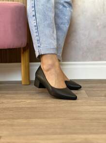 Korah Be Pumps, Low Heel, Black Block, Comfortable Insole - Negro - Ver 4