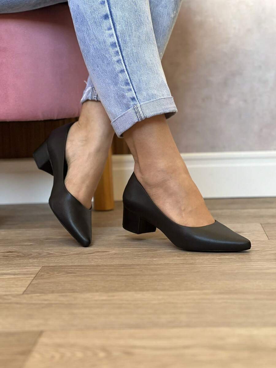 Korah Be Pumps, Low Heel, Black Block, Comfortable Insole - Negro - Ver 1