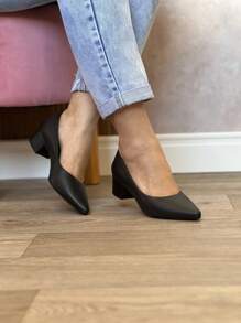 Korah Be Pumps, Low Heel, Black Block, Comfortable Insole - Negro - Ver 5