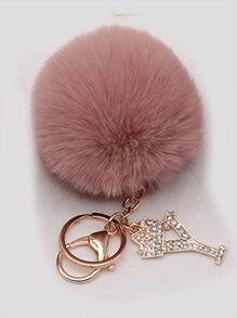 Sparkling Rhinestone Letters A-Z Keychain With Cute Plush Lucky Crystal Pendant Shiny Alloy Pendant Perfect For Bags And Backpacks - Perfect For Birthdays And Special Occasions Christmas Gifts Gift Thanksgiving