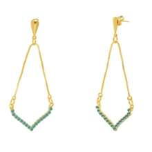 Venetian Chain Earring With Turquoise Blue Rhinestones 18k Gold Plated - 金色 - 查看 1