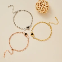 Vòng tay trái tim chiếu ảnh tùy chỉnh, Vòng tay trang sức cặp đôi mẹ có hình ảnh chiếu cá nhân, Vòng tay tùy chỉnh vàng bạc - Màu sắc - Xem 5