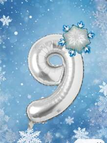 2pcs/Set 32" Silver Number Foil Balloon, Ice And Snow Birthday Party Decor Balloons, Frozen Theme, Frozen Balloons, Mini Gradient Snowflake Balloons, Winter Theme Party Decor, Snowflake Party Decoration, Christmas Party Decoration - Multicolor - View 15