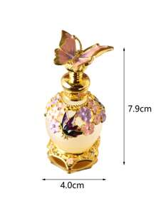 Luxury Style 15ml Vintage Pink Butterfly Perfume Bottle Decorative Empty Refillable Perfume Container Fancy Essential Oils Dropper Bottle Decor