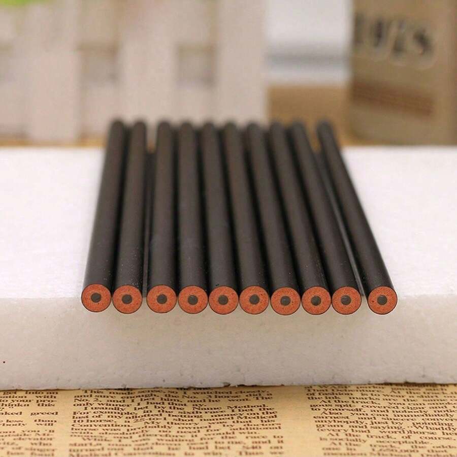 20pcs/Set Black Round Barrel Pencils For Students Back To School Supplies - Black - View 1