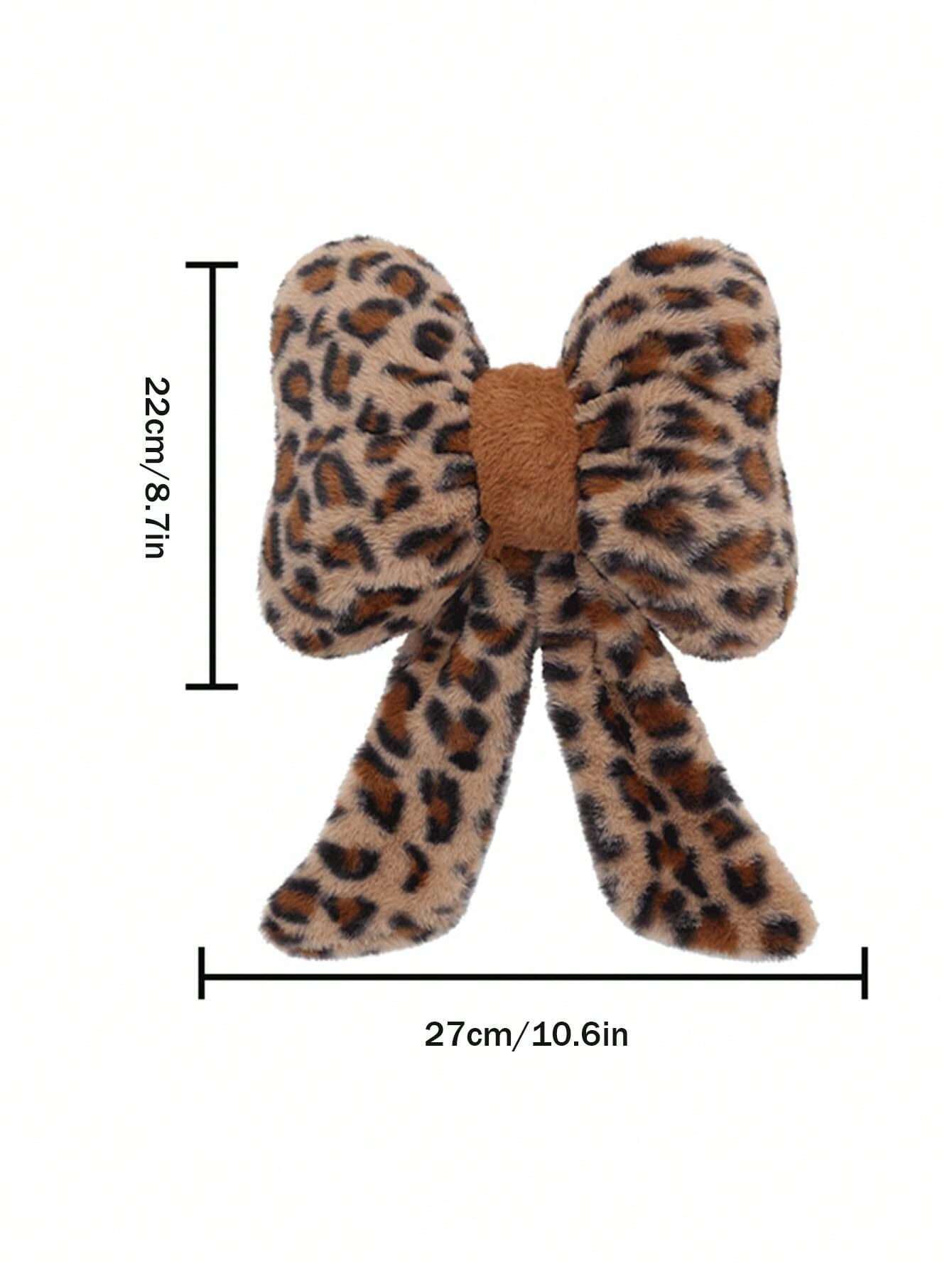 1pc Car Headrest Neck Pillow Plush Leopard Pattern Car Seat Pillow for