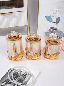 Barattolo di caramelle di lusso minimalista europeo, barattolo di vetro cristallo per conservazione per ristorante, soggiorno, foglie di tè, vaso decorativo per fiori - Dorato - Visualizzare 8
