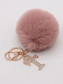 Sparkling Rhinestone Letters A-Z Keychain With Cute Plush Lucky Crystal Pendant Shiny Alloy Pendant Perfect For Bags And Backpacks - Perfect For Birthdays And Special Occasions Christmas Gifts Gift Thanksgiving