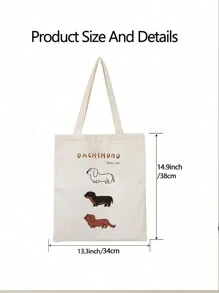 3 piezas Bolso de mano con estampado de perro salchicha, bolso de hombro casual de gran capacidad, bolsa de compras diaria, bolsa de almacenamiento multiusos, bolso de viaje ligero, regalo pensativo, recuerdo de viaje, bolso de viaje esencial, adecuado para ir y volver del trabajo, volver a la escuela, viajes, picnics, campamentos, aventuras al aire talla grande, bolso de perro salchicha, regalo de Navidad creativo - Beis - Ver 5