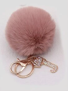 Sparkling Rhinestone Letters A-Z Keychain With Cute Plush Lucky Crystal Pendant Shiny Alloy Pendant Perfect For Bags And Backpacks - Perfect For Birthdays And Special Occasions Christmas Gifts Gift Thanksgiving