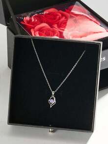 1 套高级奢华玫瑰珠宝礼盒，配有心形锆石吊坠项链，是送给情侣、妈妈和最好的朋友的最佳圣诞礼物 - 彩色 - 查看 6