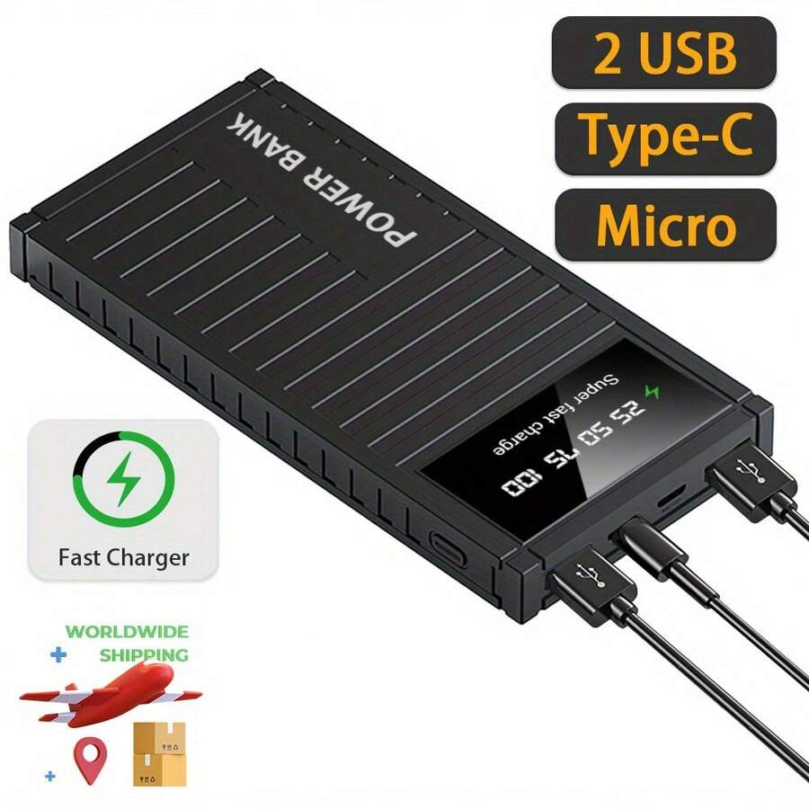 2USB Power Bank 10000mah Portable External Battery Backup Charger Fast