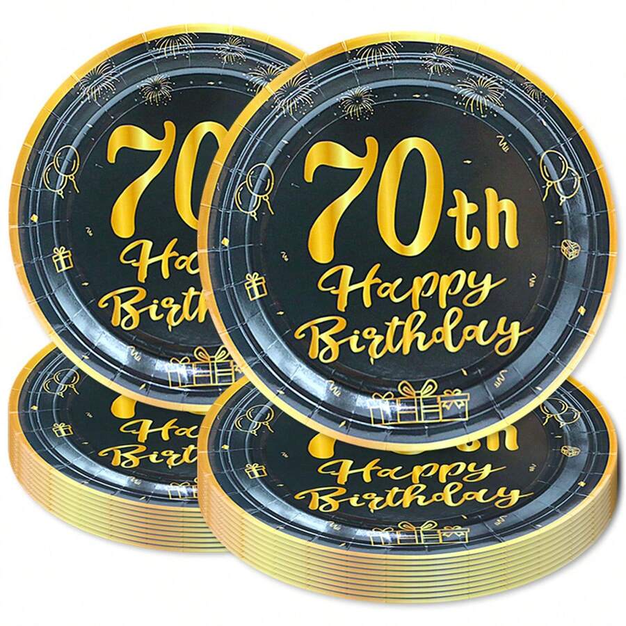 10 chiếc, Đĩa giấy tiệc sinh nhật vui vẻ màu đen và vàng 18, 40, 50, 60, 70, Quay lại năm 1984 Đồ dùng trang trí tiệc sinh nhật cho nam nữ Chúc mừng sinh nhật 18, 40, 50, 60, 70 tuổi Đĩa giấy 7'', Quà tặng đồ ăn tối kỷ niệm ngày cưới cho tiệc độc thân, - Nhiều màu - Xem 1