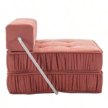 Folding Sofa Bed, Futon Sleeper Chair, Convertible Chair Floor Couch And Sleeping Mattress For Living Room, Guest Room, Home Office, Apartment, Small Space, Bed, Removable Back Cushion, Orange, 1 Seat - Orange + Chenille + Foam + 1 Seat as Pic - View 18