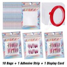 Fake Nails Storage Bag,Empty Holographic Nail Storage Bag,Press On Nail Packaging,Nail Charms Storage,Jewelry Storage, Container,Nail Tips Packaging Bags With 1 Roll Transparent Tape And 1Pc Display Card,Multi-Functional Storage Bag,Nail Powder Storage,Glitter Powder Storage,Nail Art Tools,Press On Nail Packaging Bag For Press Ons Holographic Press On Nail Storage Bag For Nail Display Fake Nail Storage Organizer Nail Salon Supplies,Nail Supplies