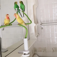 多功能鹦鹉栖木 - 可调节和夹式设计，适用于桌子、椅子和橱柜 | 超长耐用塑料鸟架 - 彩色 - 查看 3