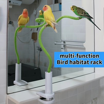 Multifunctional Parrot Perch - Adjustable & Clip-On Design, Suitable For Desks, Chairs, & Cabinets | Extra Long Durable Plastic Bird Stand