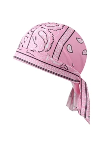 1pc Unisex Paisley Pattern Pirate Hat With Elastic Band Back, Flexible Fabric Material For Casual Wear