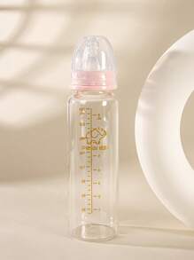 1pc International Standard Baby Glass Bottle With Silicone Nipple, 120ml/240ml, Suitable For 0-6 Months Old Babies - Multicolor - View 3