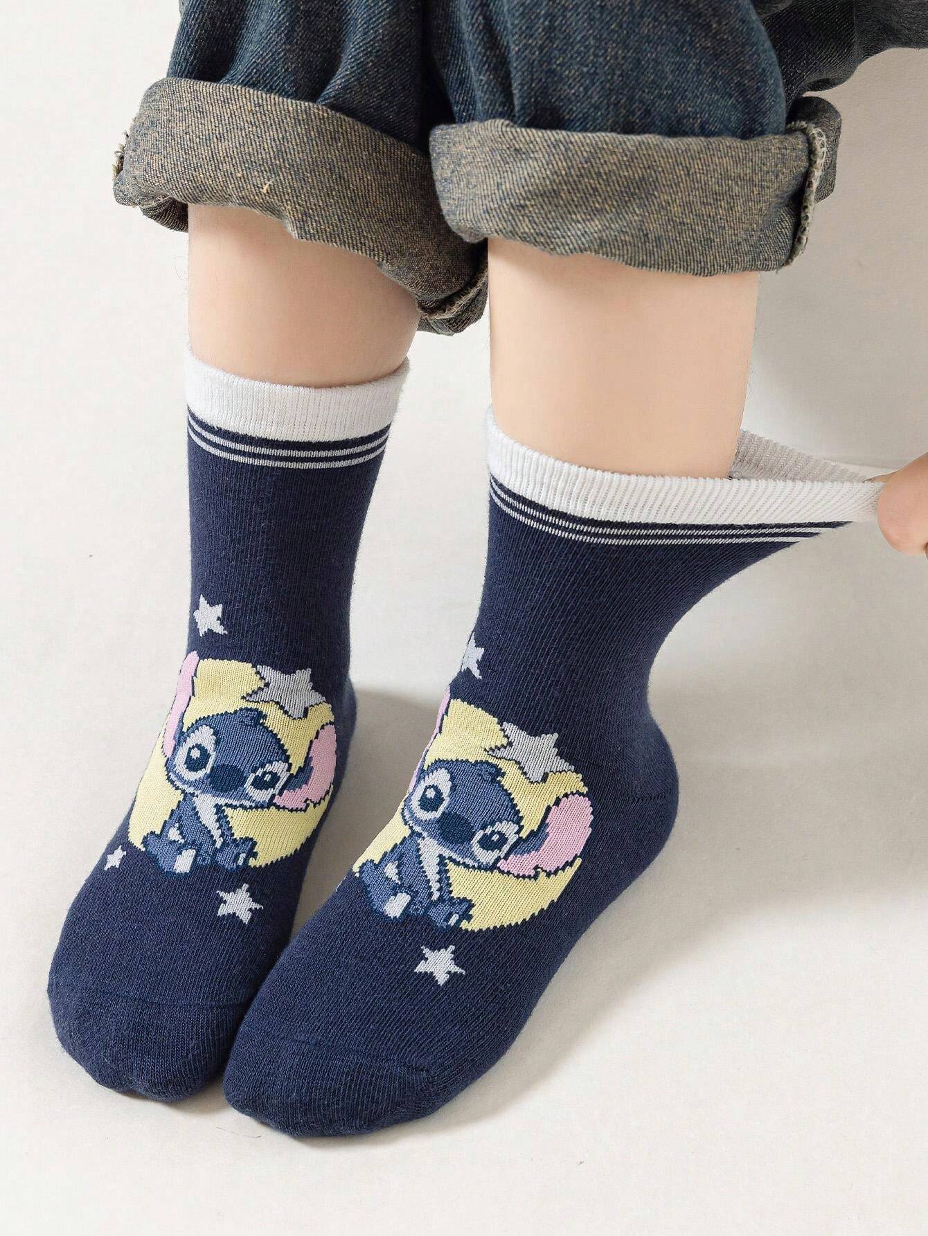5 Pairs Kids/Children Animal Cartoon Blue Alien Dog Pattern Soft