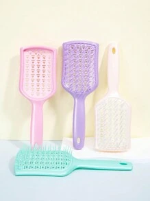 顺发梳 湿发 1 件 空心盾形梳 钻石梳 原装梳子 大号弯梳 肋梳 家用梳子 顺发按摩 蓬松梳子，纯色，双色，珠光，电镀 顺发梳 适用于自然发质 适用于女性男性女孩 减少头发拉扯和卷曲分离 - 彩色 - 查看 5