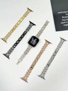 Pulseira de Relógio com Design de Maçã Incrustada de Brilhantes de Luxo, Compatível com Apple Watch Séries 6/SE/2/7/8/1/9/10 - Dourado - Visão 5