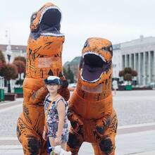 成人充气恐龙服装，有趣的 Trex 服装，用于角色扮演派对服装节日空气吹气服装 - 彩色 - 查看 3