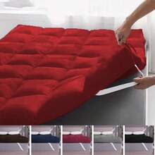 Pillow Top Mattress Protector For Double Bed Box Conjugated Feather Touch - Red - View 2