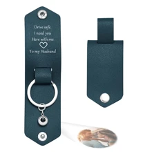 定制投影照片钥匙扣，带雕刻文字，PU皮革钥匙扣，适合圣诞节礼物和珠宝首饰 - Color - 查看 6