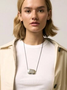 Uworld 1 chiếc vòng cổ dây sáp đen thời trang thu đông cho nữ hình bầu dục mặt dây chuyền áo len - JDN2407043 - Xem 5