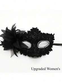 2pcs Black Lace & Plastic Couple Masquerade Party Mask, Suitable For Men And Women Attend Makeup Ball, Party Halloween Valentines - Multicolor - View 6
