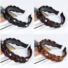 四股合成纤维编织发箍，梳状编织发圈，发饰，弹性编织发箍，女士假发 - 彩色 - 查看 9