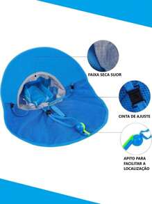 Chapéu Bucket Infantil Praia Piscina Viagem Proteção Solar UV50+ - Azul - Visão 6