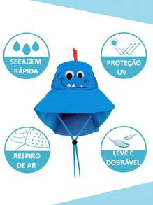Chapéu Bucket Infantil Praia Piscina Viagem Proteção Solar UV50+ - Azul - Visão 5