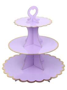 1pc 3-Tier Disposable Cake/Dessert Stand For Afternoon Tea, Wedding, Party, Birthday Celebration