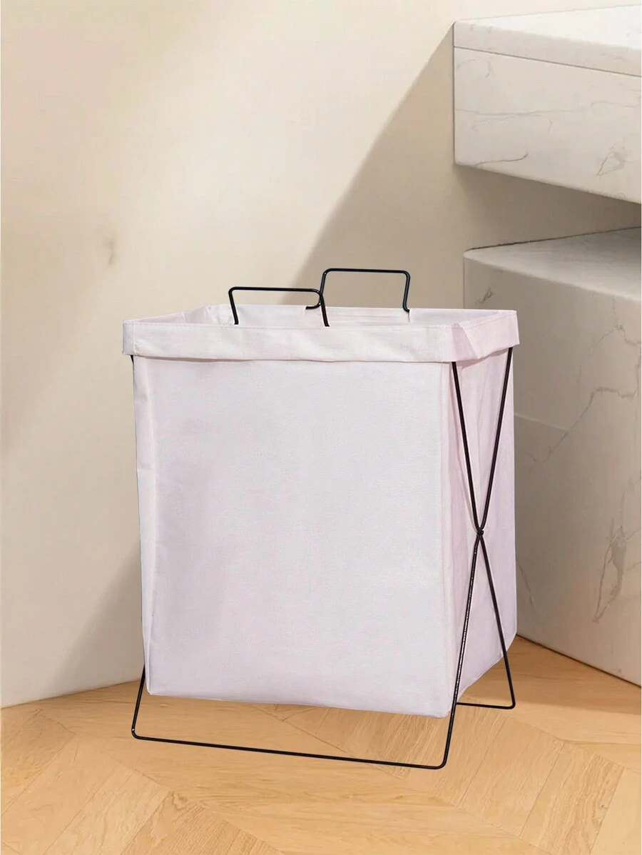 1pc Large Capacity Collapsible Laundry Basket Portable Dirty Clothes Hamper With Handles, Space Saving Foldable Storage For Bedroom, Bathroom, Travel, Dorm, Camping, Car, Office, Mother's Day Gift, Sturdy Reusable Multi-Use Laundry Hamper - White - View 1