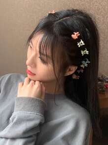 100pcs Cute Hair Clips Packed In Rustic OPP Bags For Girls, Children's Hair Accessories, Sweet Daily Hair Ornaments In European And American Styles - 彩色 - 查看 5