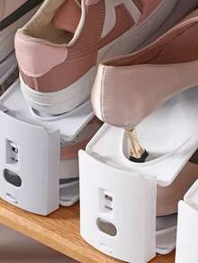 1 件 3 层可调节鞋架，家庭/宿舍储物整理架 - 白色 - 查看 3