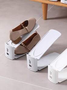 1 件 3 层可调节鞋架，家庭/宿舍储物整理架 - 白色 - 查看 2