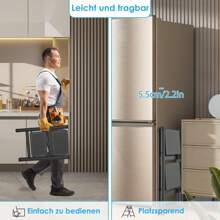 LILIIN Stepladder 3 Steps Foldable, Steel Ladder, Non-Slip Rubber Mats, Widened Steps, Load Capacity Up To 270KG, For Home, Office, Garage, Black - 2 Stufen - View 5