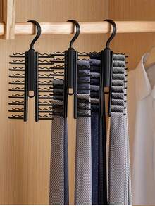 Móc treo cà vạt chống trượt nhiều lớp, Móc treo tiết kiệm không gian, Giá treo thắt lưng nhiều lớp đa năng cho cà vạt, khăn quàng cổ, Tổ chức tiết kiệm không gian gia đình cho tủ quần áo, tủ quần áo, nhà, ký túc xá, Quà tặng cho nam giới, Quà tặng bạn trai, Lưu trữ tủ, Chắc chắn - màu đen - Xem 3