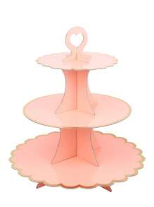1pc 3-Tier Disposable Cake/Dessert Stand For Afternoon Tea, Wedding, Party, Birthday Celebration
