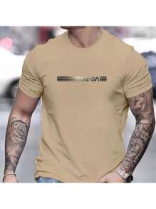 Men's T-Shirt Premium Cotton Mesh Shirt 30.1 - 卡其色 - 查看 1