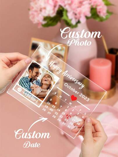 1pc Customized Personalized Music Plaque, Can Add Multiple Photos And Text, Suitable As Valentine's Day Gift, Anniversary Gift, Room Decor For Birthday, Father's Day, Housewarming, Can Be Used To Decorate Dining Room, Living Room, Bedroom