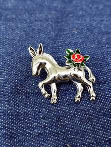 1 件驴子与花卉设计时尚胸针 - 綠色 - 查看 6