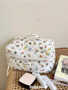 Túi đựng mỹ phẩm hình gấu hoa dễ thương, Túi đựng mỹ phẩm du lịch dễ thương cho phụ nữ, Túi đựng mỹ phẩm du lịch, Túi đựng mỹ phẩm thẩm mỹ, Túi đựng đồ làm đẹp Túi đựng đồ vệ sinh cá nhân cho phụ nữ, Thích hợp sử dụng tại nhà và ký túc xá, Túi đựng mỹ phẩm để bàn - Nhiều màu - Xem 2