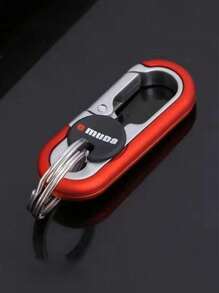 1pc Stainless Steel Car Key Chain, Creative Car Key Accessories, Double Ring Key Chain, Anti-Lost Key Chain, Universal Car Key Ring Pendant - A - View 5