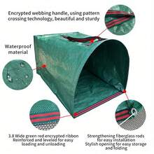 1 件可重复使用的花园落叶袋、庭院垃圾袋、花园落叶收集和草坪杂物袋、PP 材料 - 半圆形园艺袋、轻质户外垃圾和杂物收集器,用于草坪车、树叶和树枝处理,配有手套 - 彩色 - 查看 6